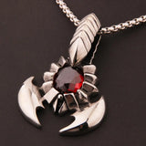 Hipper Stainless Steel Silver Red stone Animal Pendant Men's Boy's Necklace