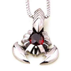 Hipper Stainless Steel Silver Red stone Animal Pendant Men's Boy's Necklace