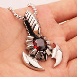 Hipper Stainless Steel Silver Red stone Animal Pendant Men's Boy's Necklace