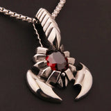Hipper Stainless Steel Silver Red stone Animal Pendant Men's Boy's Necklace
