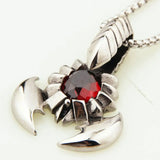 Hipper Stainless Steel Silver Red stone Animal Pendant Men's Boy's Necklace