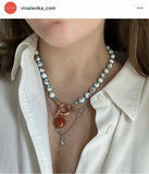 Hippie Love Pendant Metal Chain Necklace Evil Eye Charm Necklaces