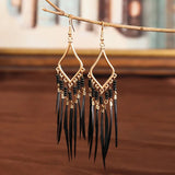Hippie Geometric Tassel Dangle Earrings Boho Jewelry