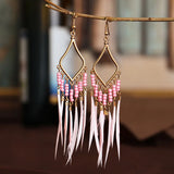 Hippie Geometric Tassel Dangle Earrings Boho Jewelry