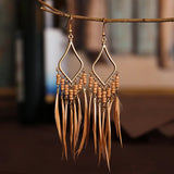 Hippie Geometric Tassel Dangle Earrings Boho Jewelry