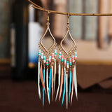 Hippie Geometric Tassel Dangle Earrings Boho Jewelry