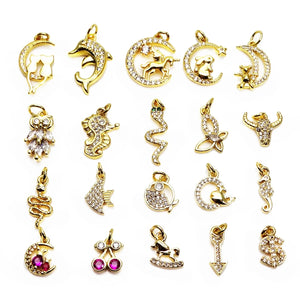 Hippocampus Horse Pendant Micro Zircon Snake Fish Charms DIY Earrings Necklace