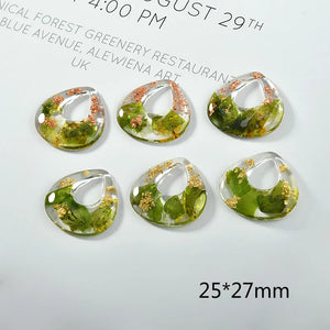 Green Leaf Flower Foil Acrylic Earrings DIY Necklace Ornament 2pcs