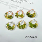 Green Leaf Flower Foil Acrylic Earrings DIY Necklace Ornament 2pcs