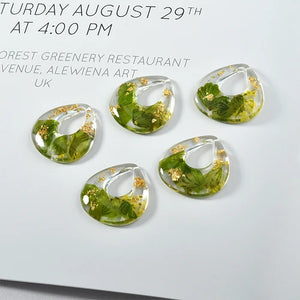 Green Leaf Flower Foil Acrylic Earrings DIY Necklace Ornament 2pcs