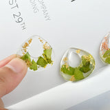 Green Leaf Flower Foil Acrylic Earrings DIY Necklace Ornament 2pcs