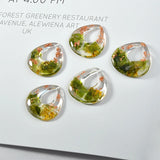 Green Leaf Flower Foil Acrylic Earrings DIY Necklace Ornament 2pcs