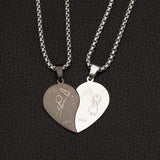 Couples Heart Love Sweethearts Pendant Necklace Stainless Steel Jewelry