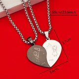 Couples Heart Love Sweethearts Pendant Necklace Stainless Steel Jewelry