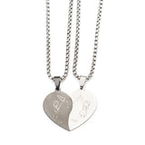 Couples Heart Love Sweethearts Pendant Necklace Stainless Steel Jewelry