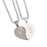 Couples Heart Love Sweethearts Pendant Necklace Stainless Steel Jewelry