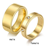 Couples Wedding Ring Set CZ Spinner Engagement Men's Tungsten Carbide Band