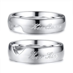 His Queen Her King Stainless Steel Wedding Ring Set