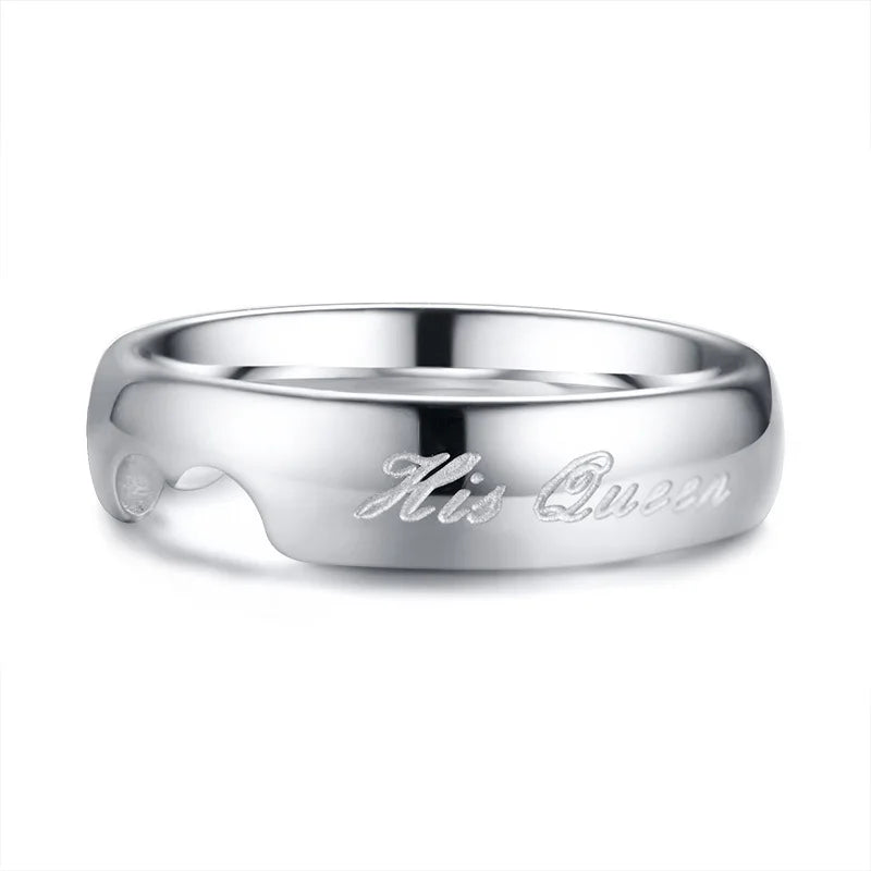 His Queen Her King Stainless Steel Wedding Ring Set