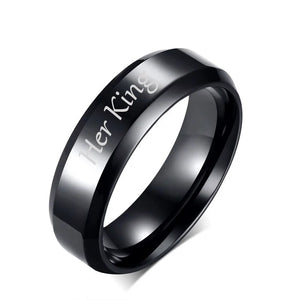 His Queen Her King Wedding Rings Stainless Steel Band Valentine's Gift