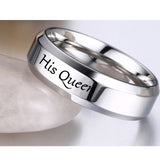 His Queen Her King Wedding Rings Stainless Steel Band Valentine's Gift