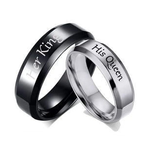 His Queen Her King Wedding Rings Stainless Steel Band Valentine's Gift
