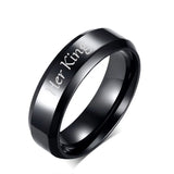 His Queen Her King Wedding Rings Stainless Steel Band Valentine's Gift