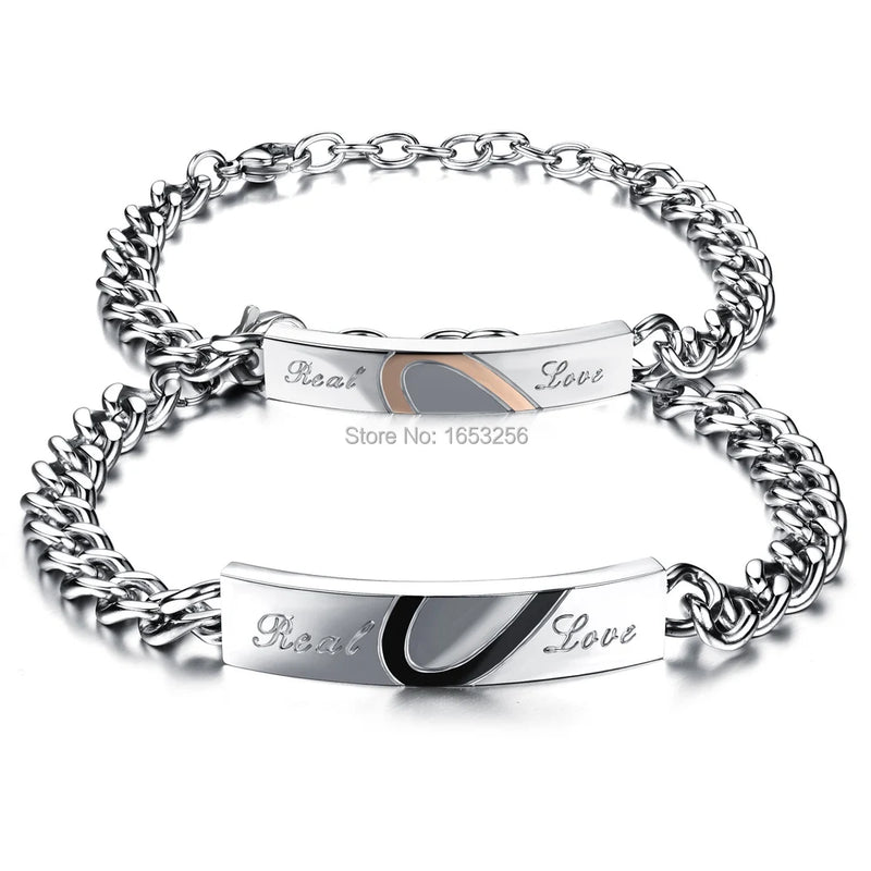 Real Love Stainless Steel Bangle Couple Bracelet Jewelry Gift