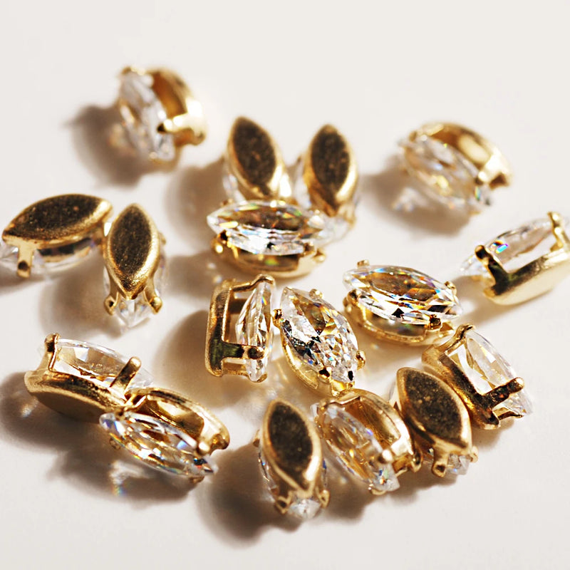 AAA 4x8/5x10mm CZ Marquise Stone Zircon Claw DIY Jewelry