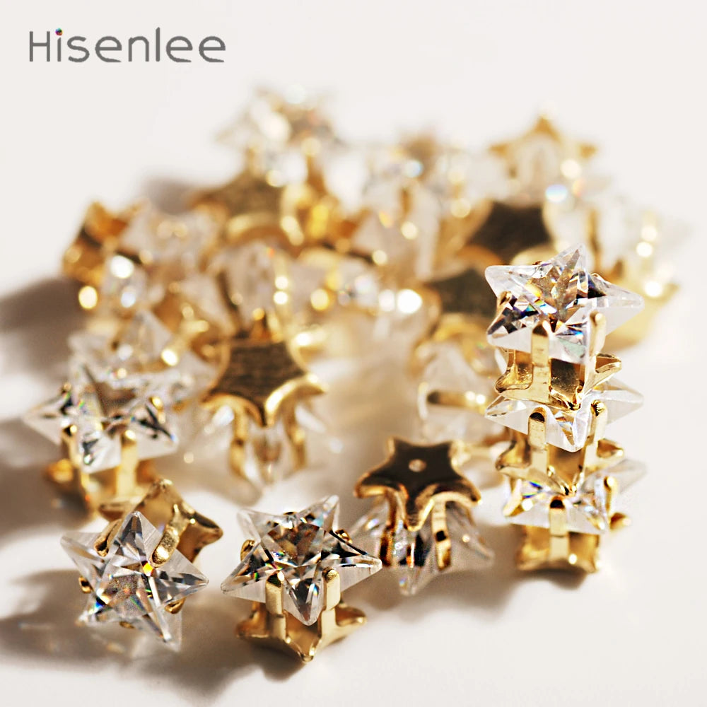 8mm Pentagram Clear Zirconia Stone Accessories DIY Clothing Jewelry 18pcs/Pack