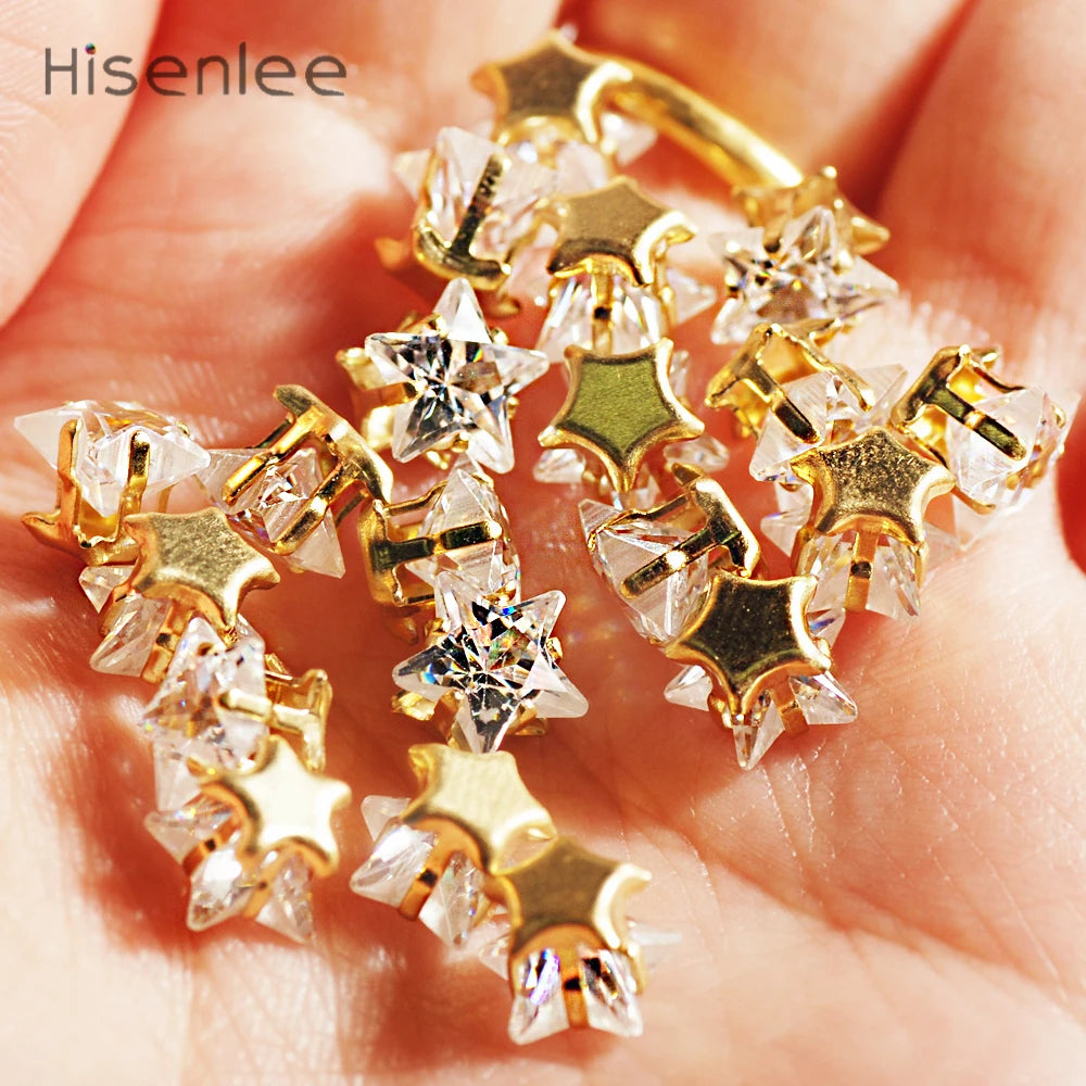 8mm Pentagram Clear Zirconia Stone Accessories DIY Clothing Jewelry 18pcs/Pack