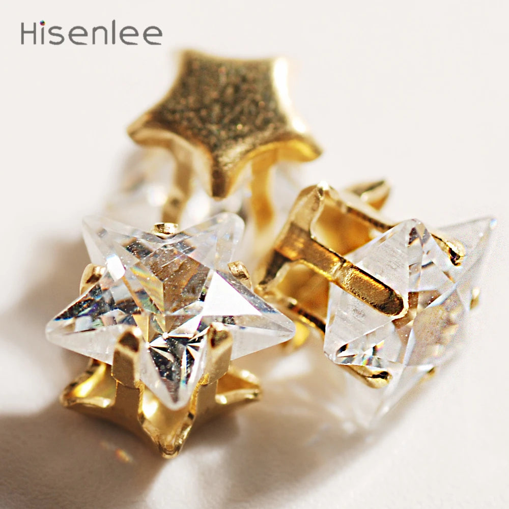 8mm Pentagram Clear Zirconia Stone Accessories DIY Clothing Jewelry 18pcs/Pack