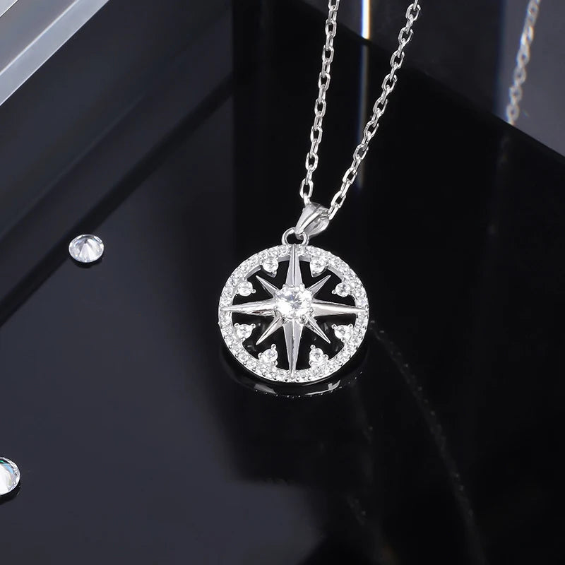 925 Silver Anise Star Necklace Shooting Star Shines Eight-pointed Star Necklaces