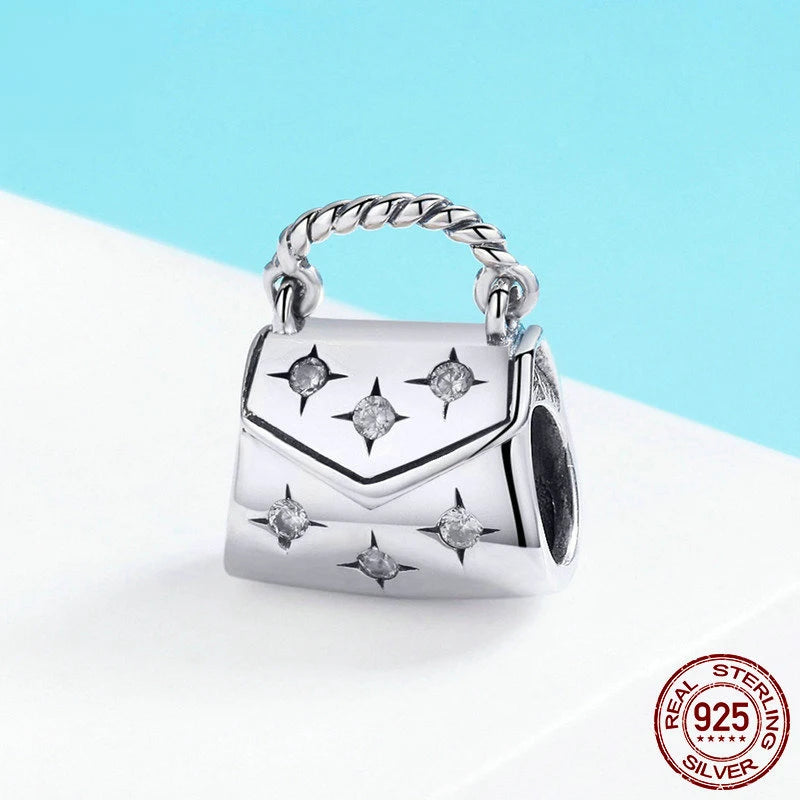 925 Silver Small Bag Pendant Charm Bracelet for Women