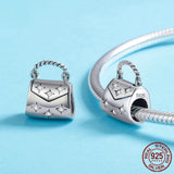 925 Silver Small Bag Pendant Charm Bracelet for Women