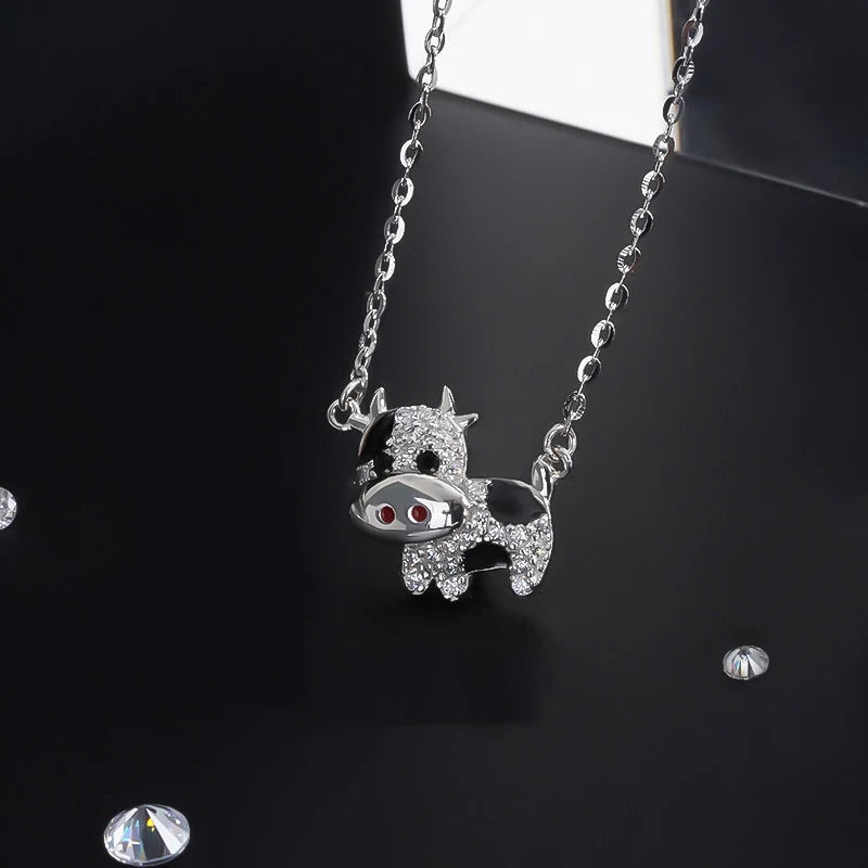 925 Sterling Silver Cattle Pendant Necklace Women Jewelry