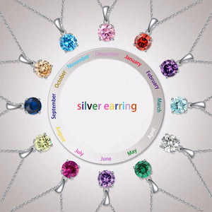 925 Silver Birthstone Zircon Ear Stud Earrings Gem Cartilage Jewelry