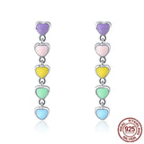 925 Sterling Silver Rainbow Heart to Heart Rings & Earrings Set