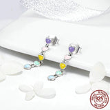 925 Sterling Silver Rainbow Heart to Heart Rings & Earrings Set