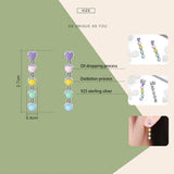 925 Sterling Silver Rainbow Heart to Heart Rings & Earrings Set