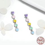 925 Sterling Silver Rainbow Heart to Heart Rings & Earrings Set