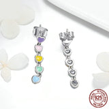 925 Sterling Silver Rainbow Heart to Heart Rings & Earrings Set
