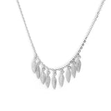 925 Silver Leaf Necklace with Crystal Zircon Pendant