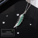 925 Silver Leaf Necklace Crystal Zircon Pendant