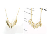 925 Silver Leaf Necklace with Crystal Zircon Pendant