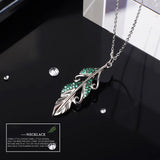 925 Silver Leaf Necklace Crystal Zircon Pendant