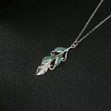 925 Silver Leaf Necklace Crystal Zircon Pendant