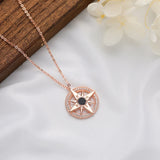 Hiyong Compass 925 Silver Necklace Star Pendant Choker Silver Hexagram Gift