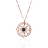 Hiyong Compass 925 Silver Necklace Star Pendant Choker Silver Hexagram Gift