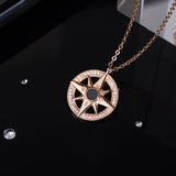 Hiyong Compass 925 Silver Necklace Star Pendant Choker Silver Hexagram Gift